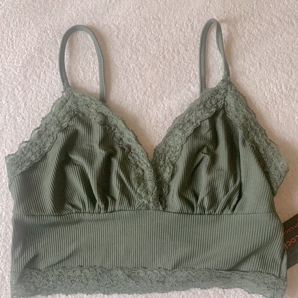 forest green lace cami top